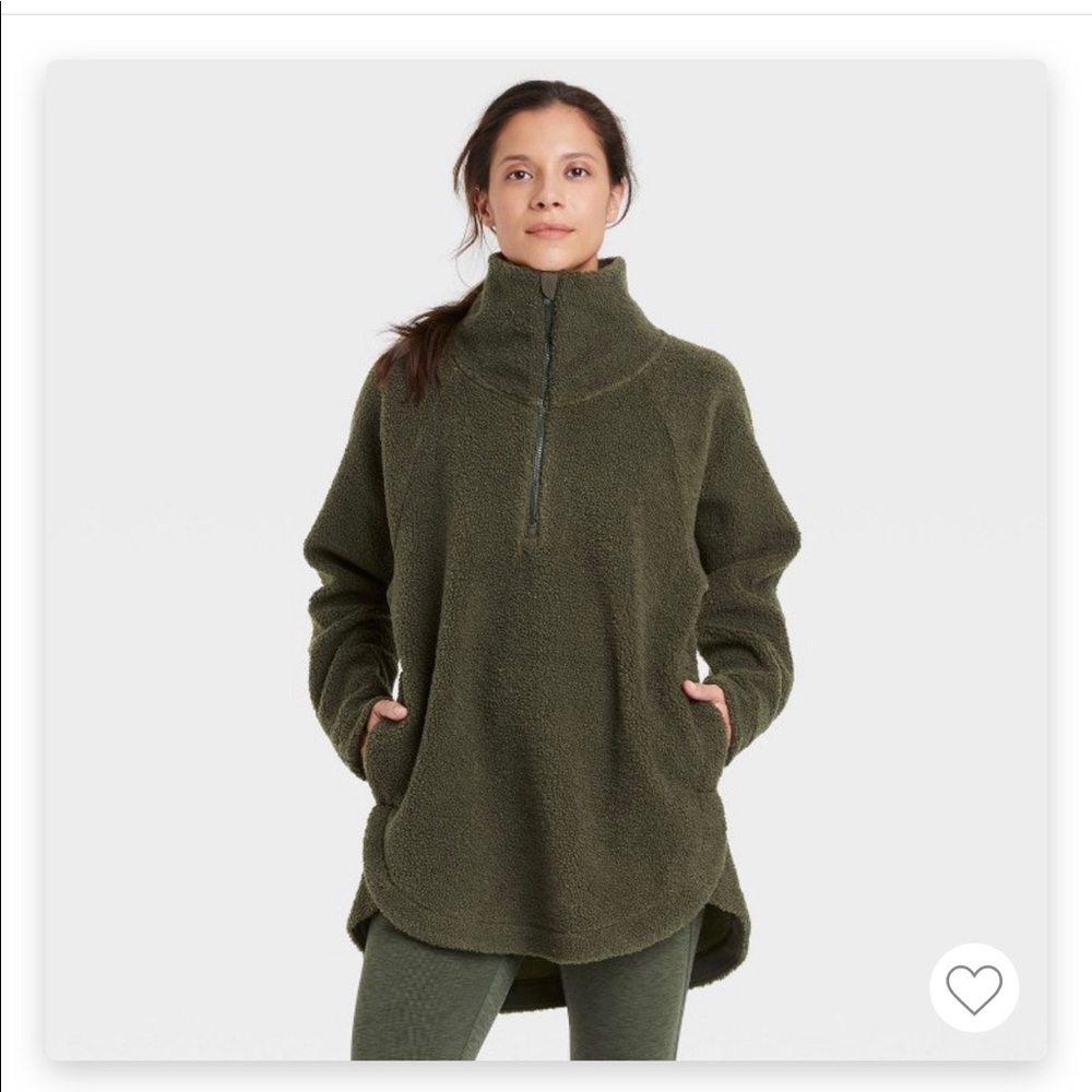 Brand new, never worn Womens Sherpa Longline 1/2 Zip - Olive Green